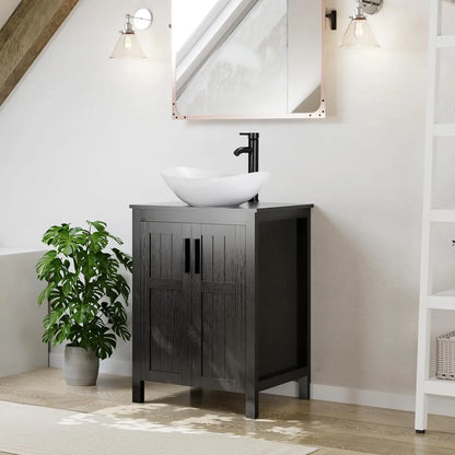 Black 24" Bathroom Vanity with Sink Combo, Grooved, Customized