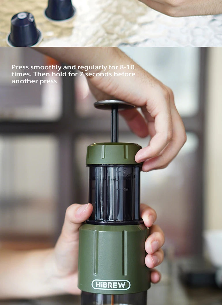 2 in 1 Portable Coffee Machine, Hot/Cold Water Manual Espresso Maker For Capsule & Ground