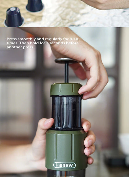 2 in 1 Portable Coffee Machine, Hot/Cold Water Manual Espresso Maker For Capsule & Ground