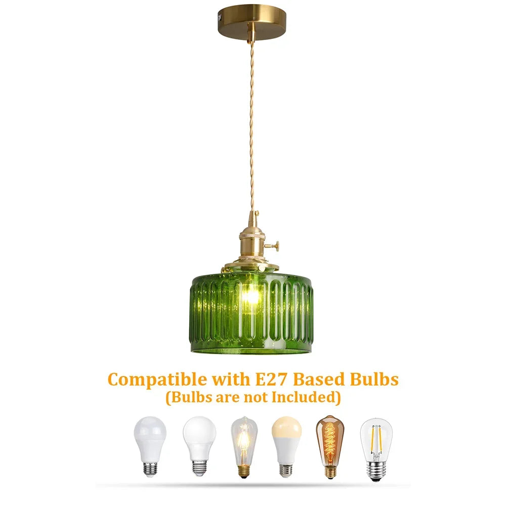 Led Crystal Pendant Light, Green Chandelier Modern Hanging Ceiling Lamp, Retro Home Decor