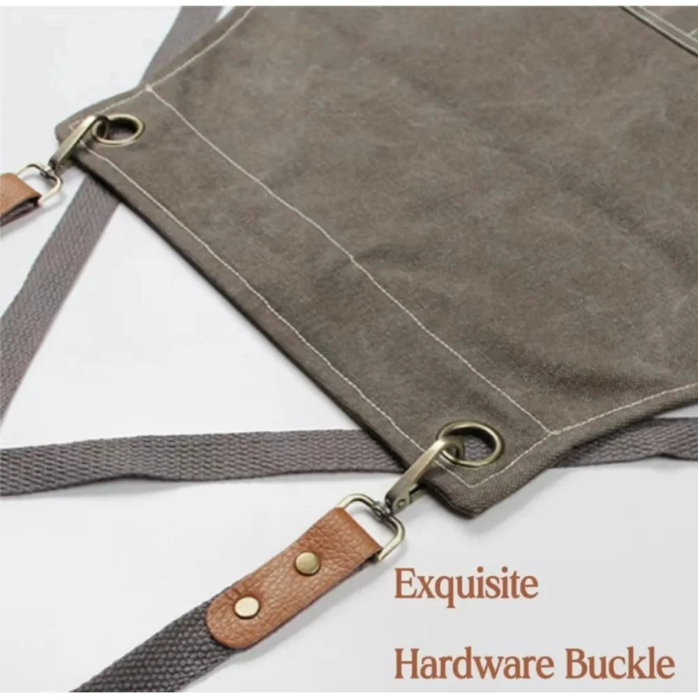 Canvas Apron, Unisex ,for Cooking, Grill, Restaurant, Cafe & Beauty Studio Use