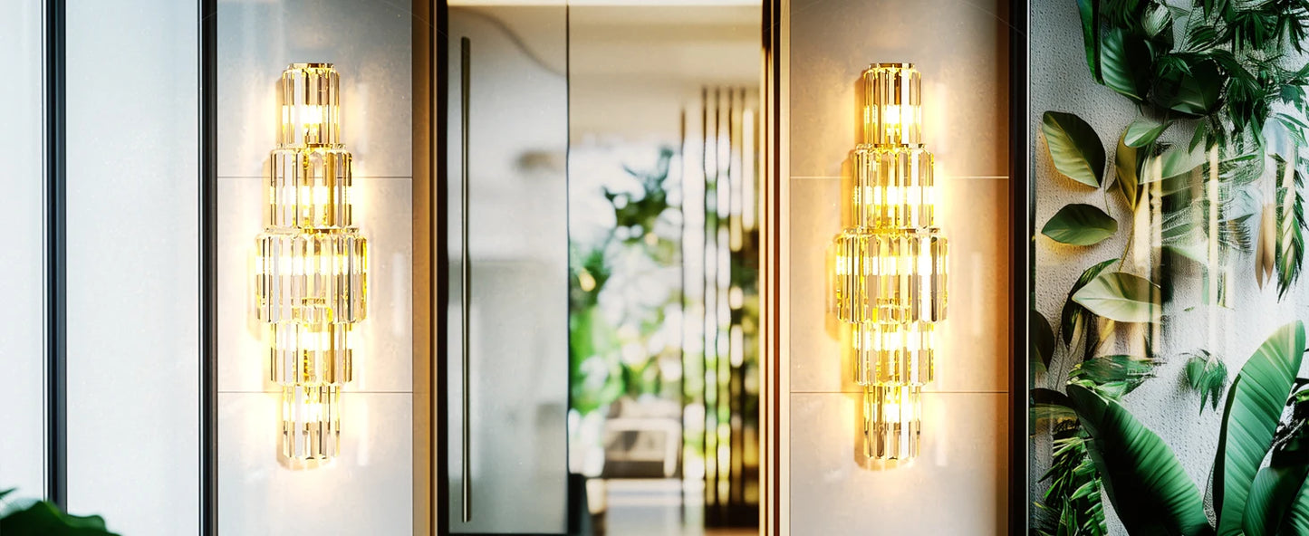 Modern Crystal Wall Lamp, 3-Layer Crystal Sconce