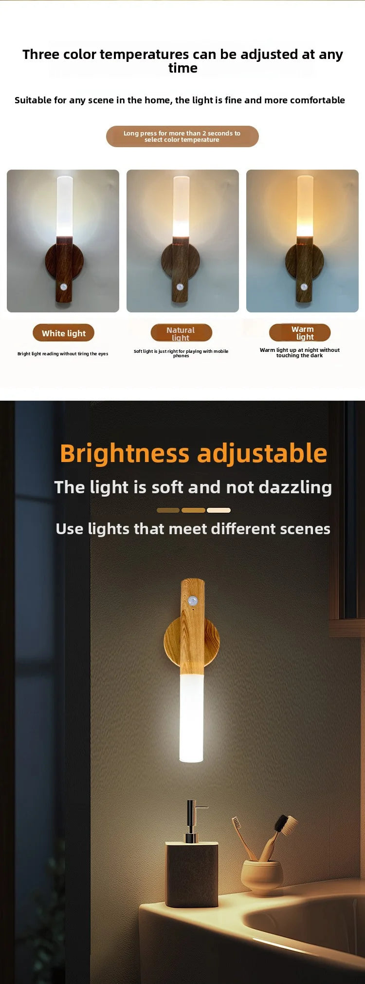 Portable LED Sensor Night Light, Usb Power Charging Indoor Wall Lamp for Living Room Stairs Porch