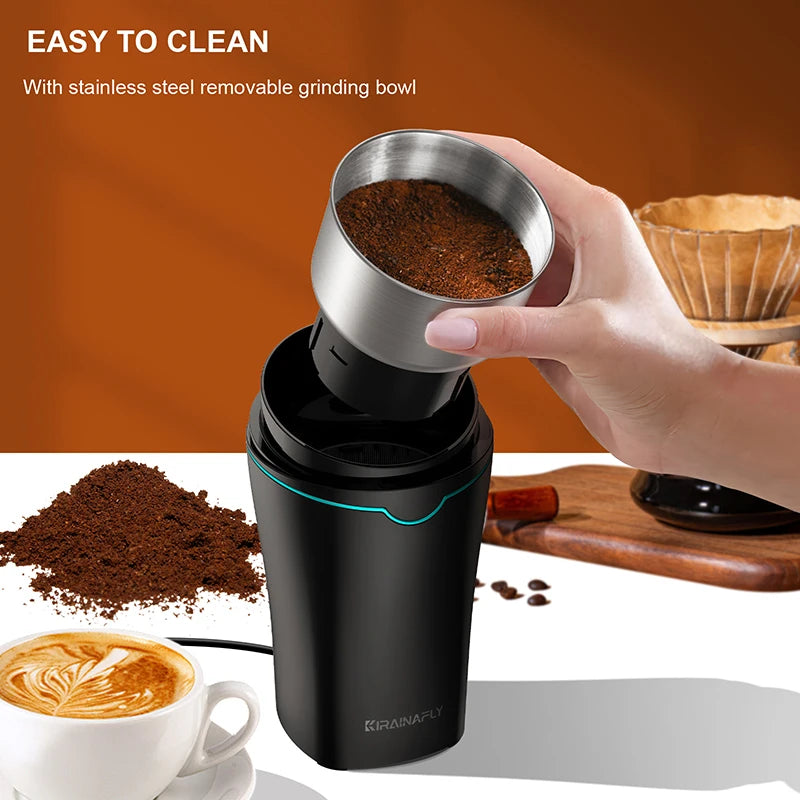 Professional Coffee Grinder with Removable Stainless Steel Cup for Coffee Spices Herb