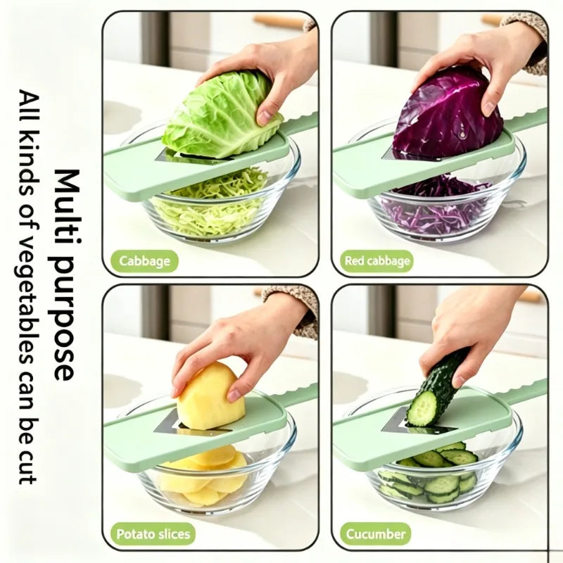 Cabbage Slicer and Shredder| Durable Stainless Steel Kitchen Utensils for Salad Preparation| Ergonomic Handle for Efficient Vegetable Shredding and Slicing| Very Suitable for Cabbage, Cucumber, and Carrots| Includes Storage C
