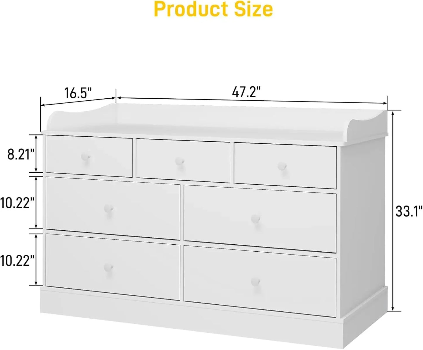 Kids Dresser Cabinet with 7 Drawers, Changing Table for Nursery