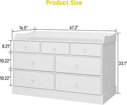 Kids Dresser Cabinet with 7 Drawers, Changing Table for Nursery