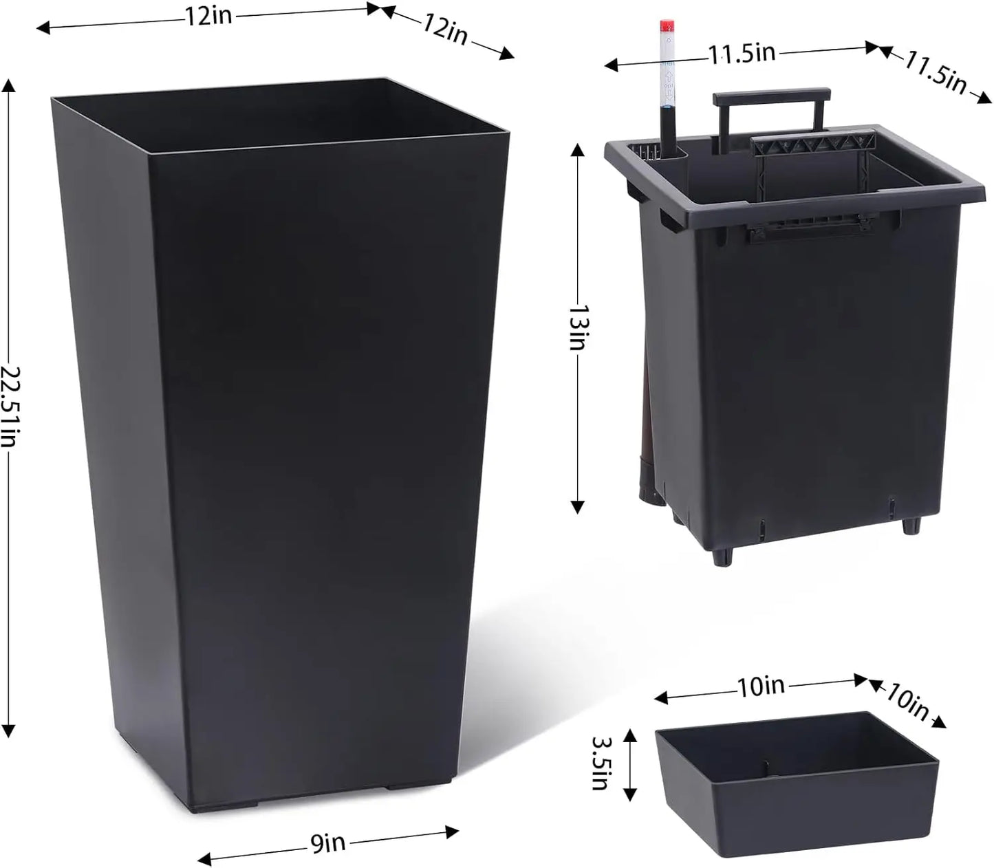 2 PCS 22.4 Inch Tall Plastic Planter for Indoor ＆ Outdoor