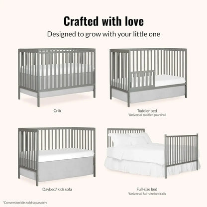 5-in-1 Convertible Full-Size Baby Crib with Toddler, Day & Full Bed