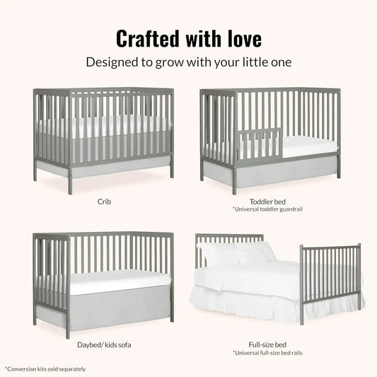 5-in-1 Convertible Full-Size Baby Crib with Toddler, Day & Full Bed