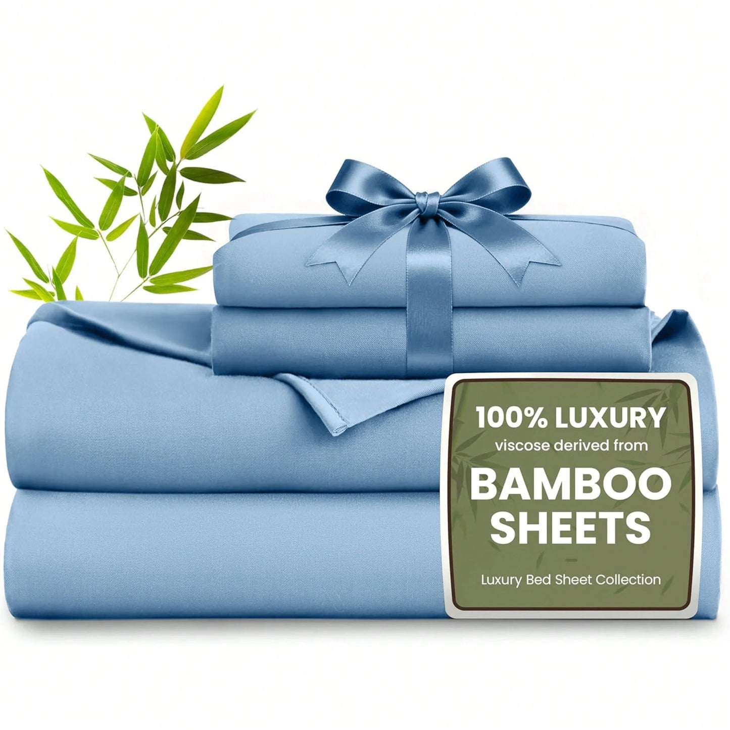 4pcs Bamboo Viscose Bedding Set with Deep Pocket Cooling Fitted Sheet ,Flat Sheet and Pillowcases