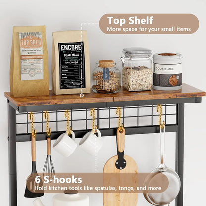 Kitchen Bakers Rack with Power Outlet, Microwave Oven Stand with Storage 4 Tiers