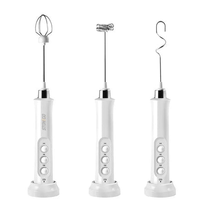 USB Rechargeable Milk Frother, Mini Handheld Electric Foam Maker, 3 Speed Stainless Steel Whisks for Latte Coffee Cappuccino Hot Chocolate