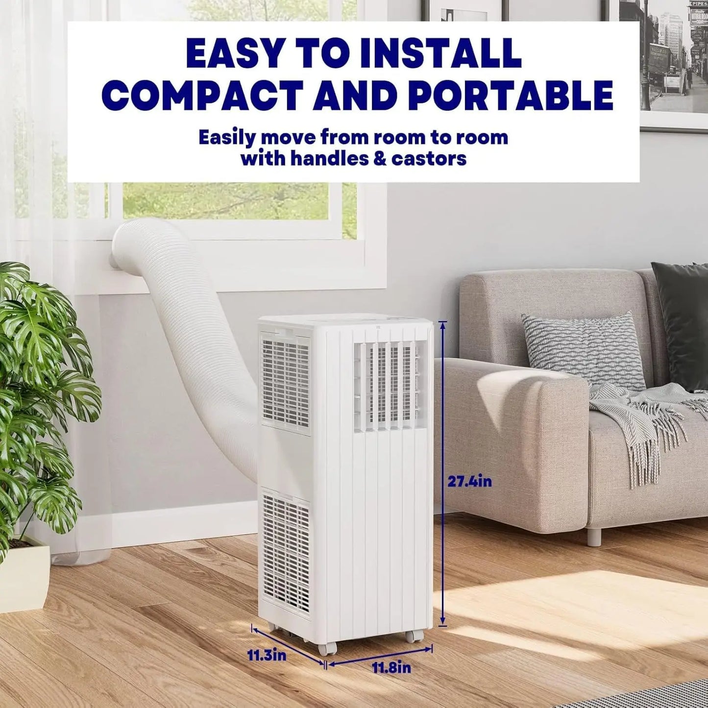 8,000 BTU Portable Air Conditioner, 3-in-1 Unit with Cooling, Dehumidifier & Fan, Remote Control