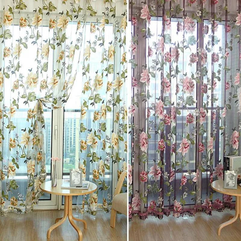 2PCS 100x200cm 3D Tulle Panel Draperies, Luxury Sheer