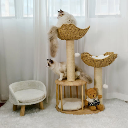 3 Tier Cat Tree Activity Tower with Plush Cushion and Dangling Ball, Sisal Scratching Post for Indoor Cats