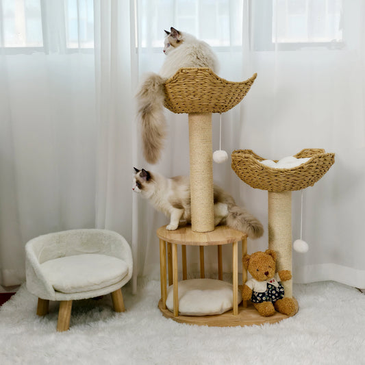 3 Tier Cat Tree Activity Tower with Plush Cushion and Dangling Ball, Sisal Scratching Post for Indoor Cats