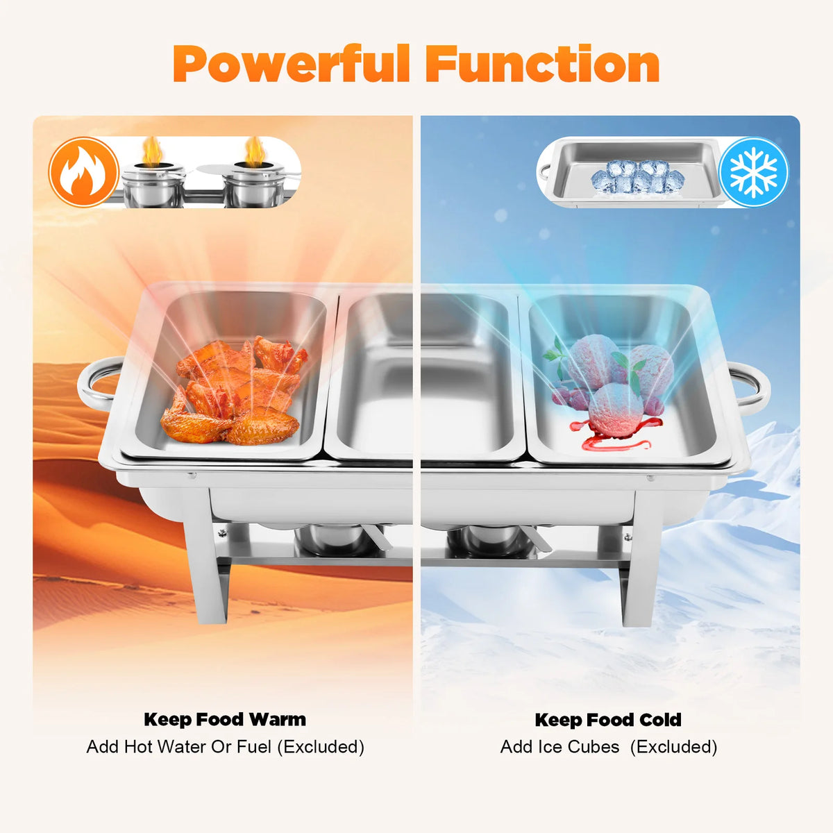 Stainless Steel Chafing Dish Buffet Set, Rectangular Catering Chafer