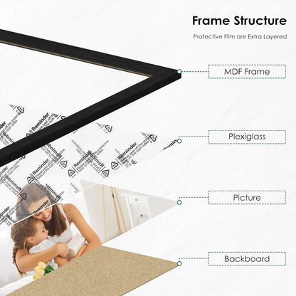 8x10 Picture Frame Set of 6, Black with HD Plexiglass, for Wall Mounting or Tabletop Display