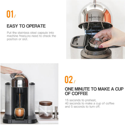 Stainless Steel Reusable capsules for Nespresso vertuo coffee machine