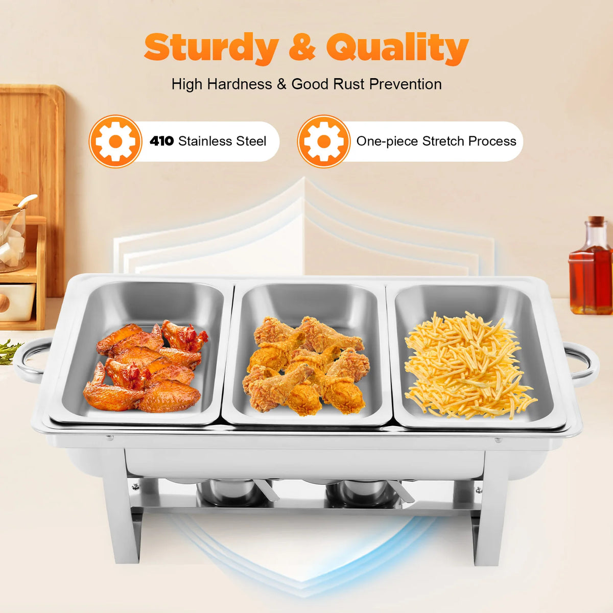 Stainless Steel Chafing Dish Buffet Set, Rectangular Catering Chafer