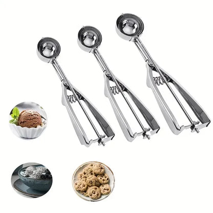 3pcs Stainless Steel Cookie Scoop Set with Trigger Release