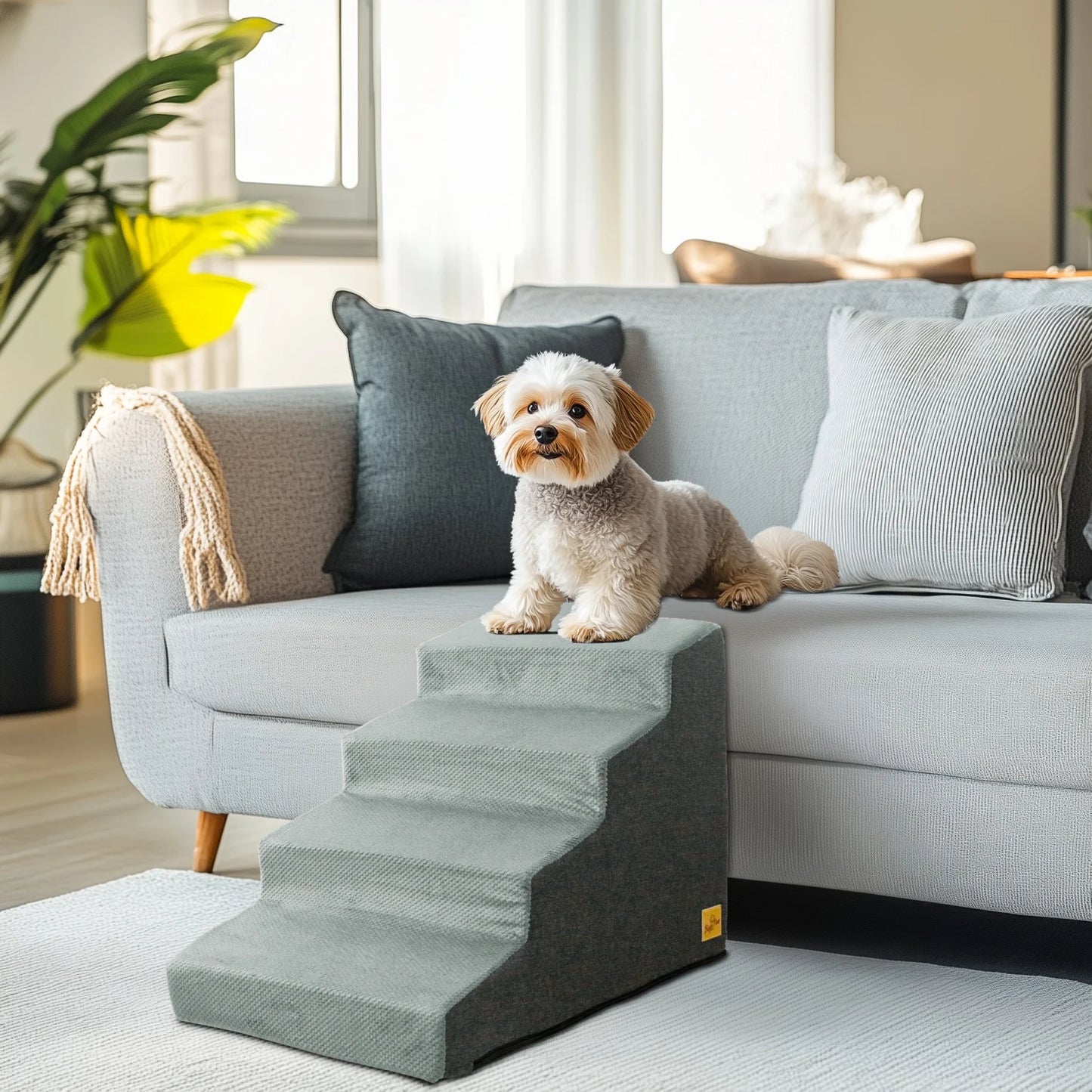 3/4 Step Dog Stairs with Washable Cover, Non-Slip