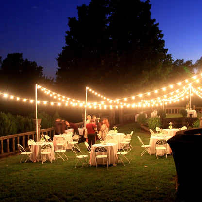 200FT ST38 LED Globe String Lights, Warm White, High Voltage, Black Cable with Hooks