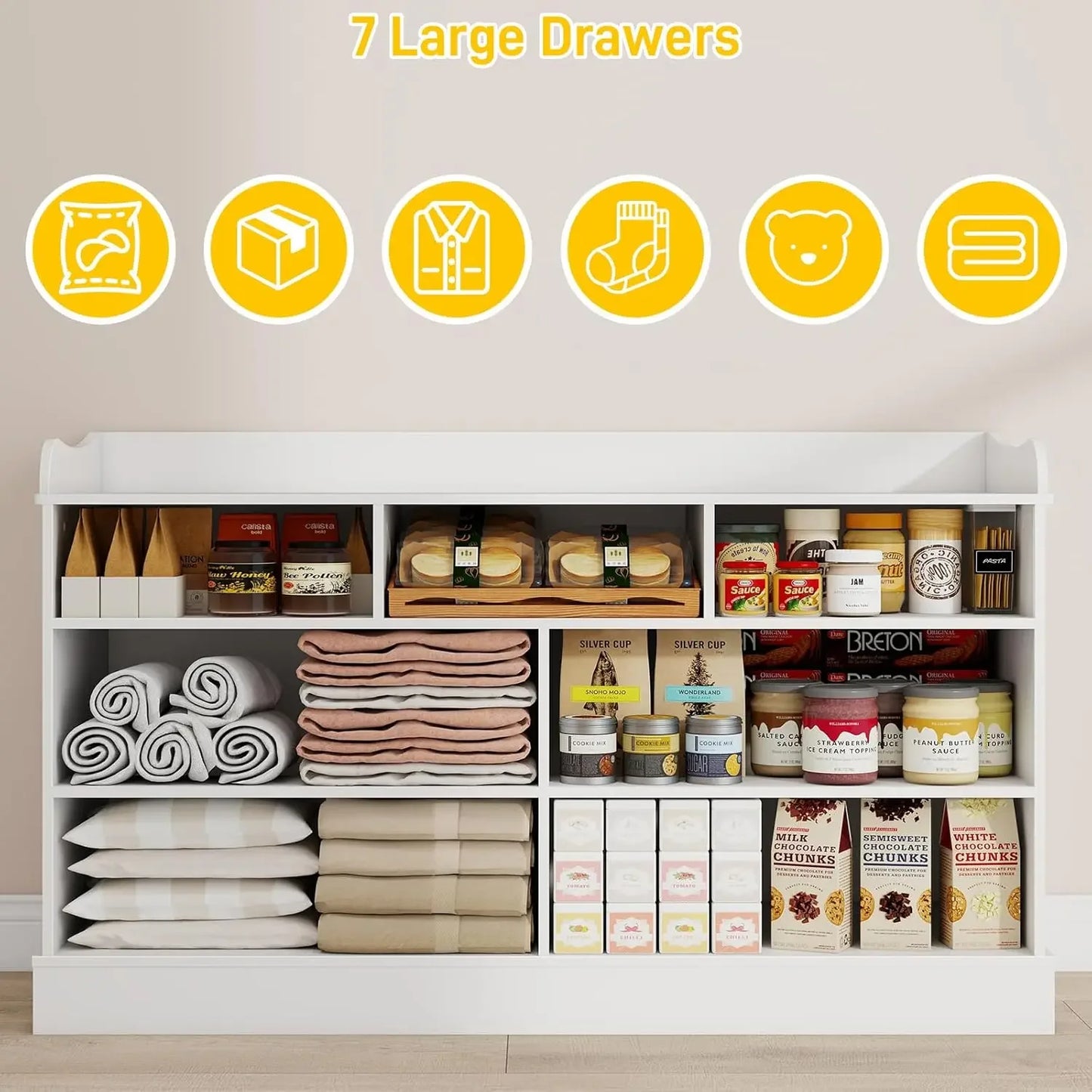 Kids Dresser Cabinet with 7 Drawers, Changing Table for Nursery