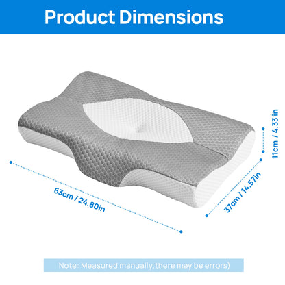 Cervical Neck Double Sided Pillow w/Memory Foam