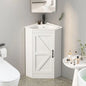 Corner Bathroom Vanity with Sink Combo, Freestanding Wall Mounted Storage Cabinet, White Ceramic Sink
