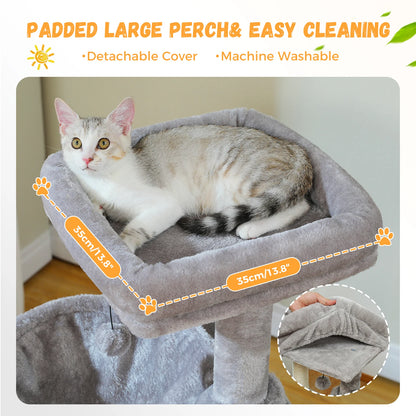Large Cat Tree for Indoor Cats, Multi-Level Tower with Spacious Condos, Sisal Scratching Pad