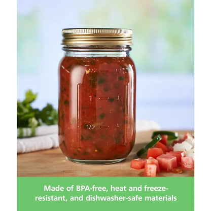 Regular Mouth Canning Jars, 16 oz Glass Mason Jars with Lids and Bands 12 Pack