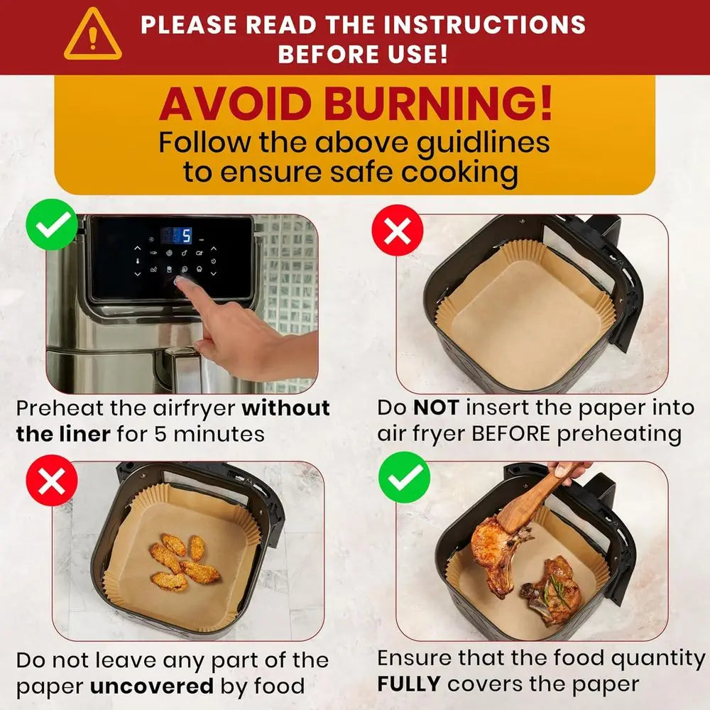 Disposable Liners, 125Pcs Air Fryer, Non-Stick and Oil Proof, 8” Square or 5-8 qt Basket