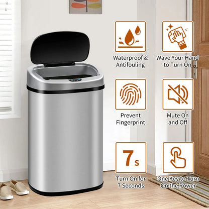 13-Gallon Kitchen Trash Can, Tall AutomaticTouchfree Motion Sensor
