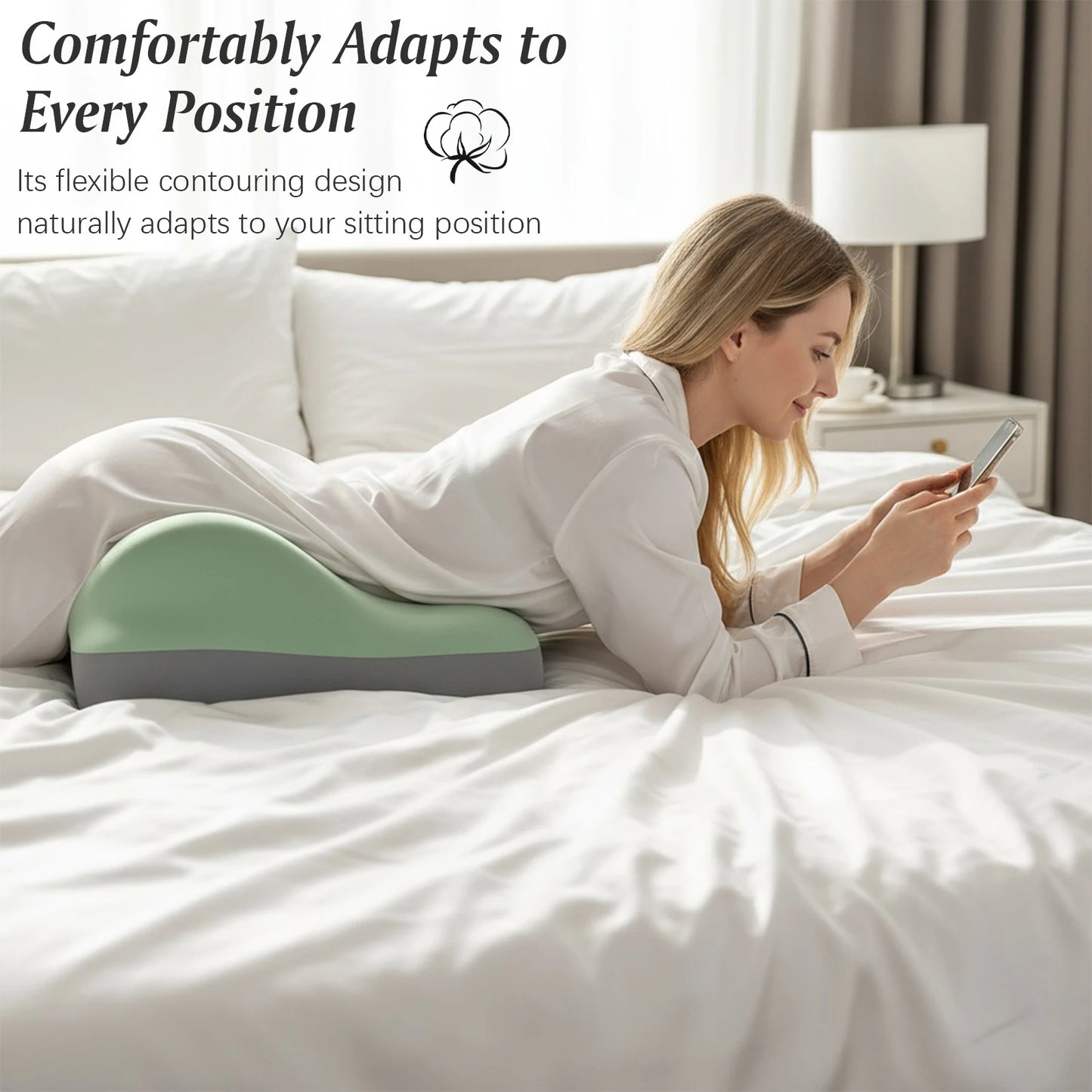 Multi-Functional Ergonomic Wedge Bed Pillow for Support , Memory Foam Positioning Cushion for Back Neck & Waist Pain Relief