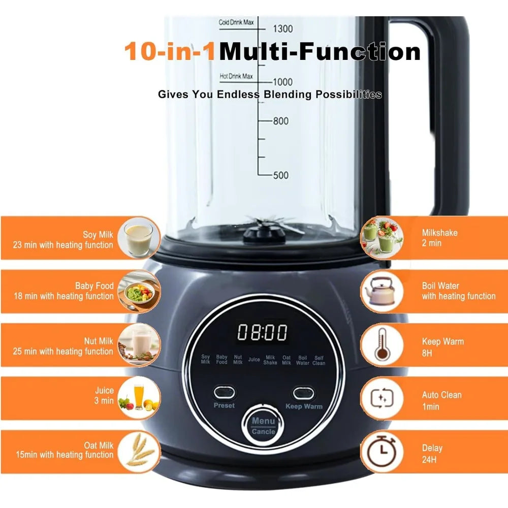 Ten in One Nut Milk Maker and Blender, 51oz 20 Blades Auto Clean