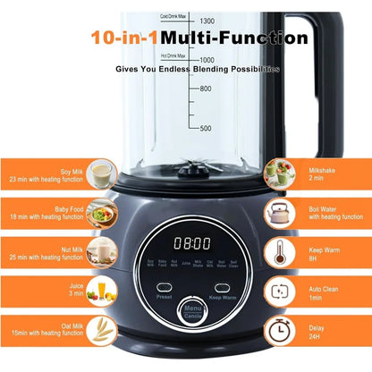 Ten in One Nut Milk Maker and Blender, 51oz 20 Blades Auto Clean