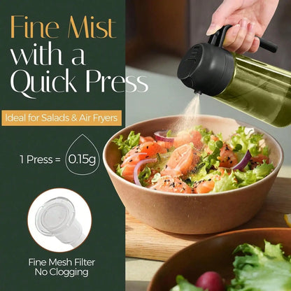 Premium Dark Glass Olive Oil Dispenser, 2 In 1 Cooking Oil Spray Bottle Mister
