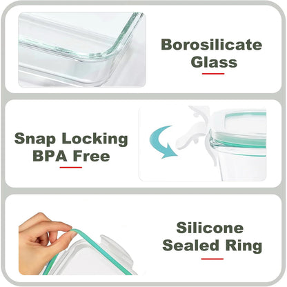 8-Pack Airtight Glass Food Storage Containers for Microwave,Oven,Freezer and Dishwasher