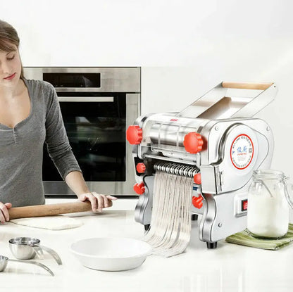 550W Electric Pasta Maker Noodle Machine, Dumpling Skin Roller, Full Stainless Steel Dual Knife Noodle Maker