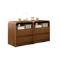 23.6" Walnut Nightstand with Charging Station, Mid Century Modern