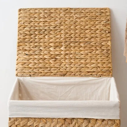 Water Hyacinth Woven Brown Rectangular Laundry Hamper