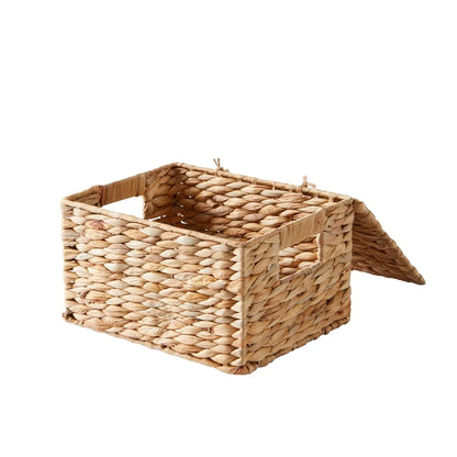 Natural Handmade Woven Hyacinth Basket with Lid