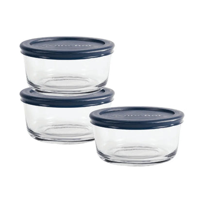 Glass Storage Containers, Set of 3 BPA-Free, 2 Cup Microwave Safe Dishwasher Safe, Stackable