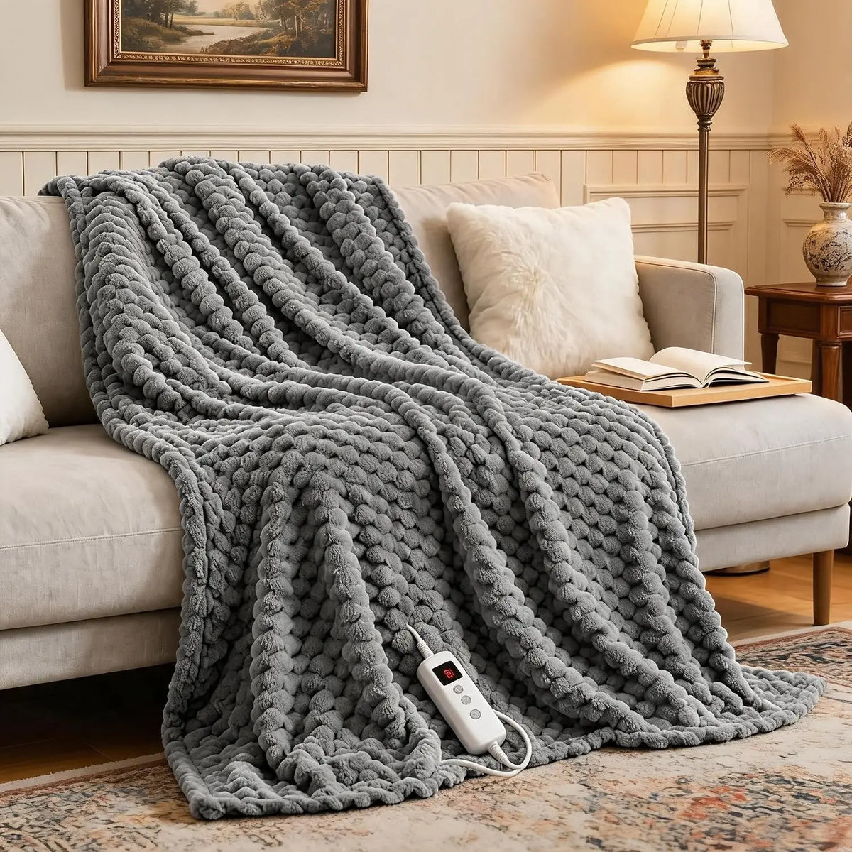 Heated Blanket with 10 Heat Settings, 9H Auto Shut Off Dual Control, Fast Heating, Soft Cozy Machine Washable