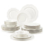 16/32-PIECE Nordic European Golden Rim White Porcelain Tableware Set with Bowl,Dinner&Dessert&Soup Plate Set for 4/8