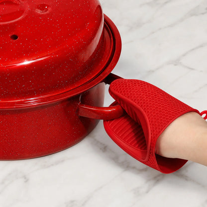 16 Inch Roasting Pan with Lid-Enamel Carbon Steel-Excellent Heat Distribution and Non-stick