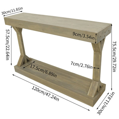 120cm Solid Wood Console Table, Farmhouse Entryway Table, Rectangular Couch Tables, Behind Sofa Accent Tables for Hallway ,Living Room