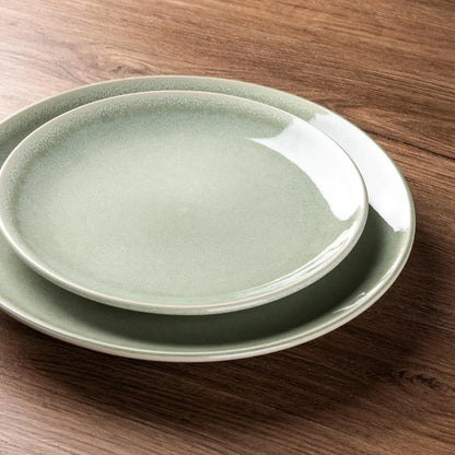 Ceramic Dinnerware Sets for 4, 12 Piece Handpainted Plates and Bowls, Scratch Resistant Stoneware Dishes